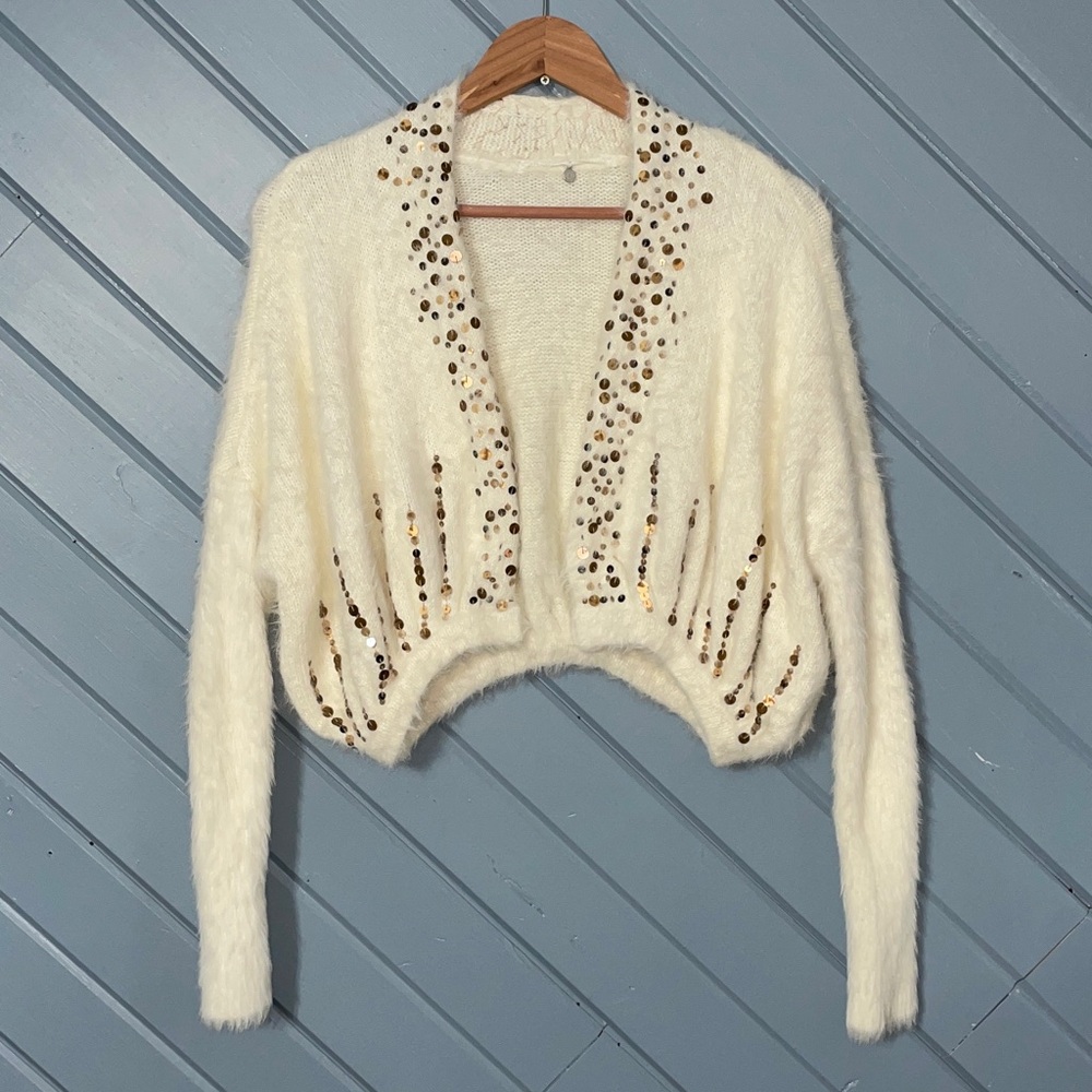 Knitted & Knotted Soiree Wool Off-White Cardigan